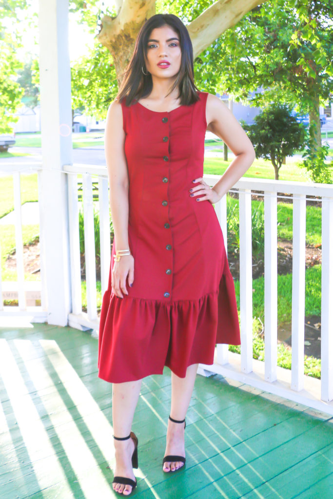 Red Ruffled Abby Dress